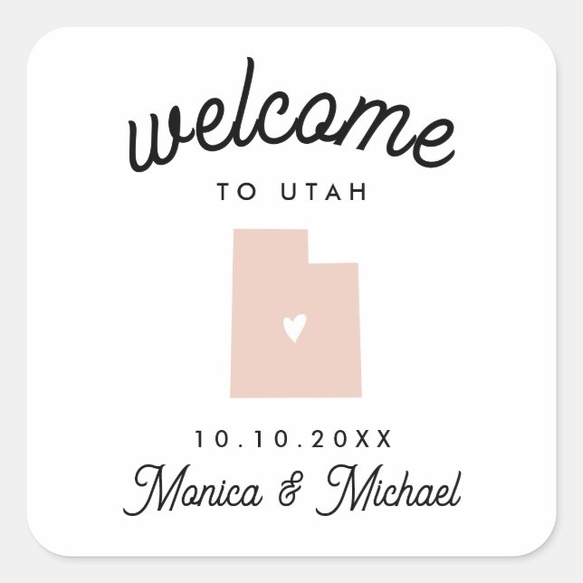 UTAH Destination Wedding ANY COLOR    Square Sticker (Front)