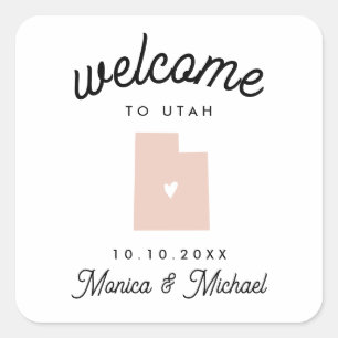 UTAH Destination Wedding ANY COLOR    Square Sticker