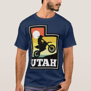 Utah Dirt Bike Vintage Sunset State Shape T-Shirt