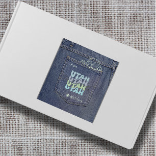 Utah Dog in Jean Pocket Classic Square Sticker