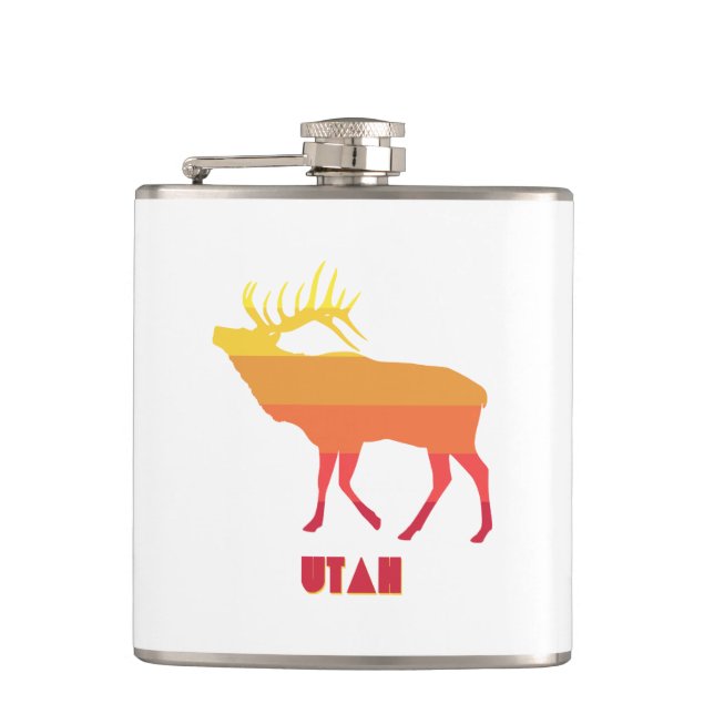 Utah Elk Hip Flask (Front)