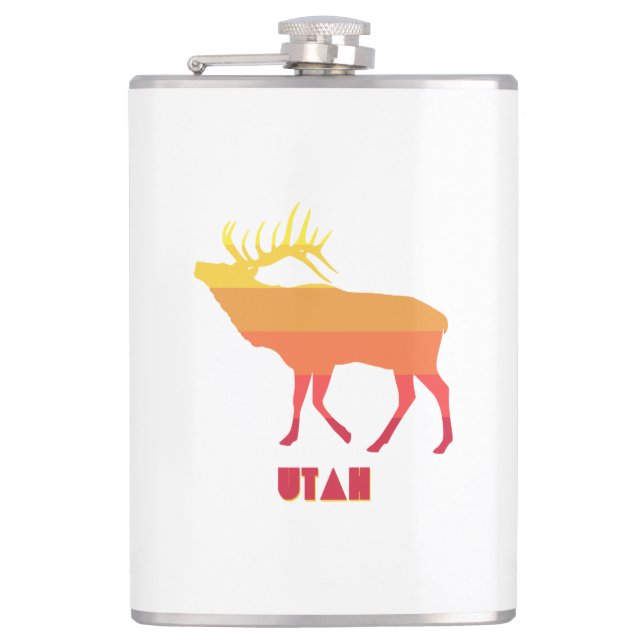 Utah Elk Hip Flask (Front)