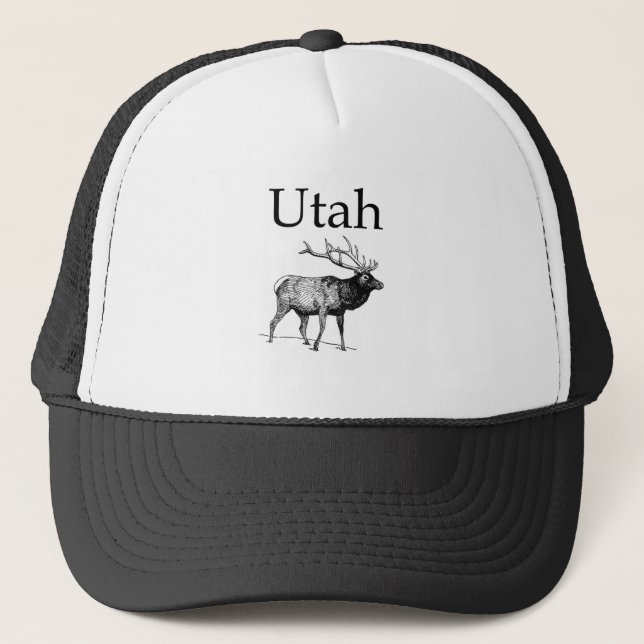 Utah Elk (line art) Trucker Hat (Front)