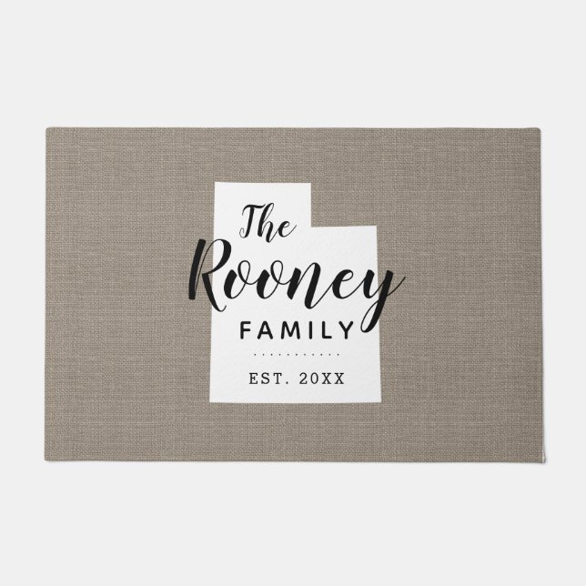 Utah Family Monogram State Doormat (Front)