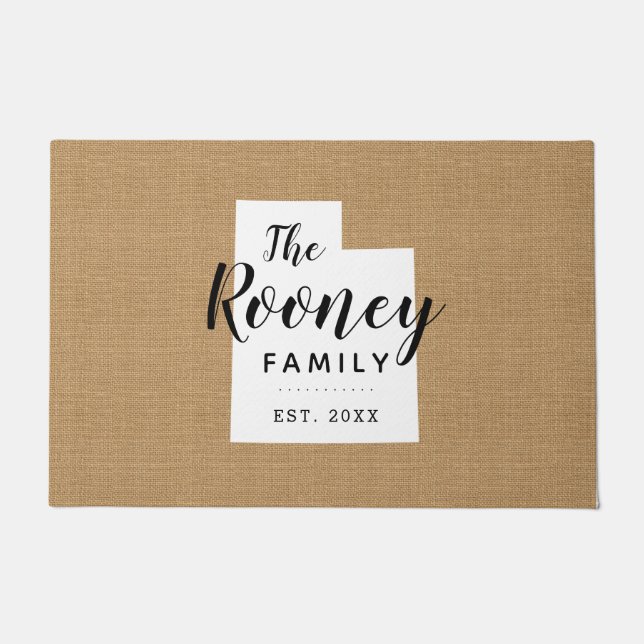 Utah Family Monogram State Doormat (Front)