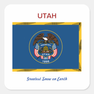 Utah Flag and Slogan Square Sticker