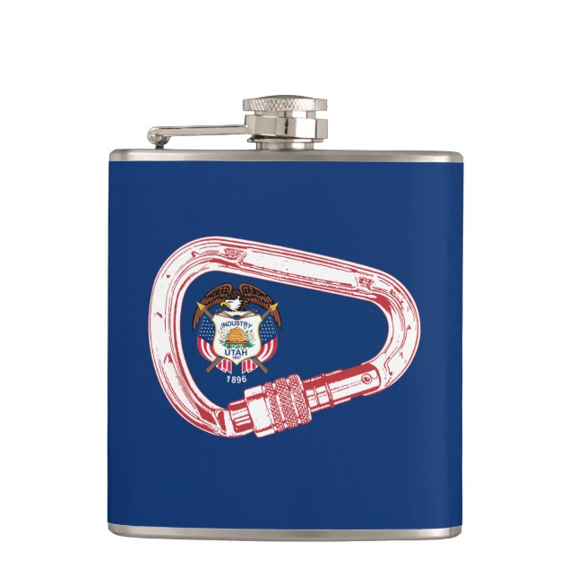 Utah Flag Climbing Carabiner Hip Flask (Front)