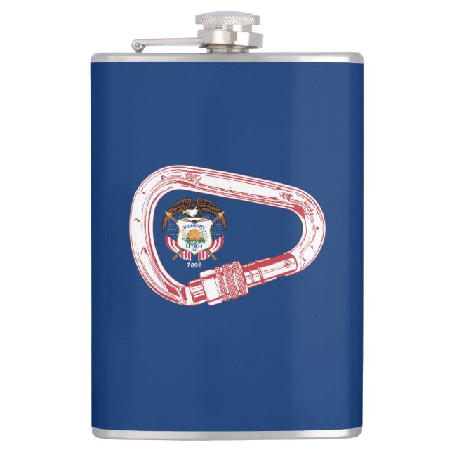 Utah Flag Climbing Carabiner Hip Flask (Front)