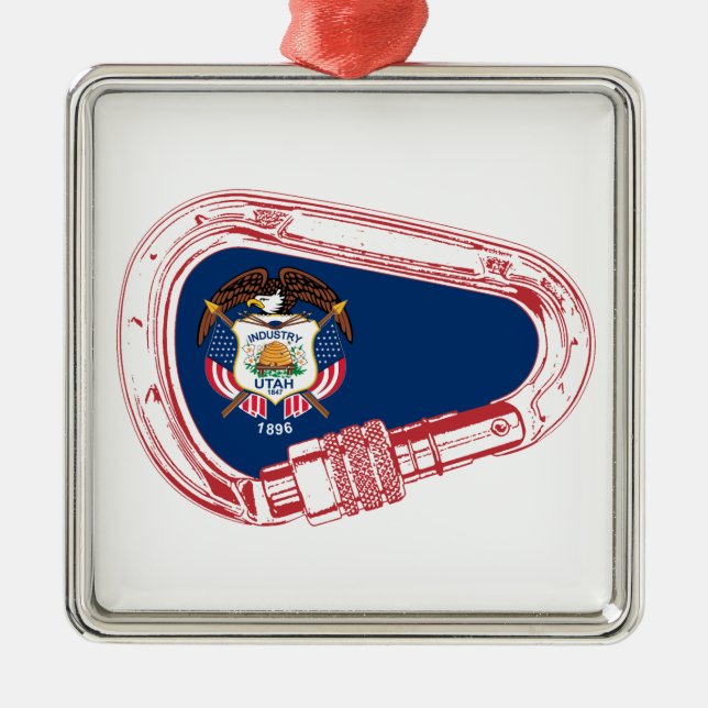 Utah Flag Climbing Carabiner Metal Tree Decoration (Front)