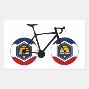 Utah Flag Cycling Rectangular Sticker