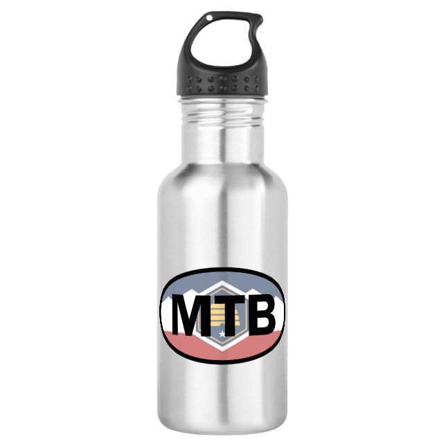 Utah Flag Mountain Biking Oval 532 Ml Water Bottle (Front)