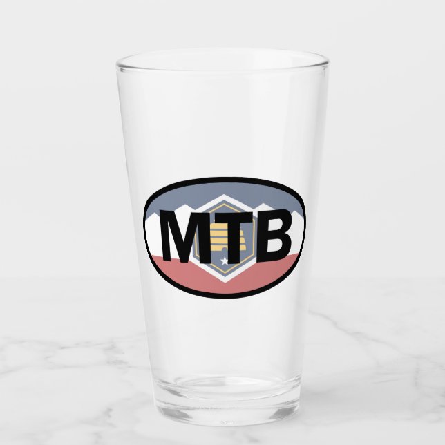 Utah Flag Mountain Biking Oval Glass (Front)