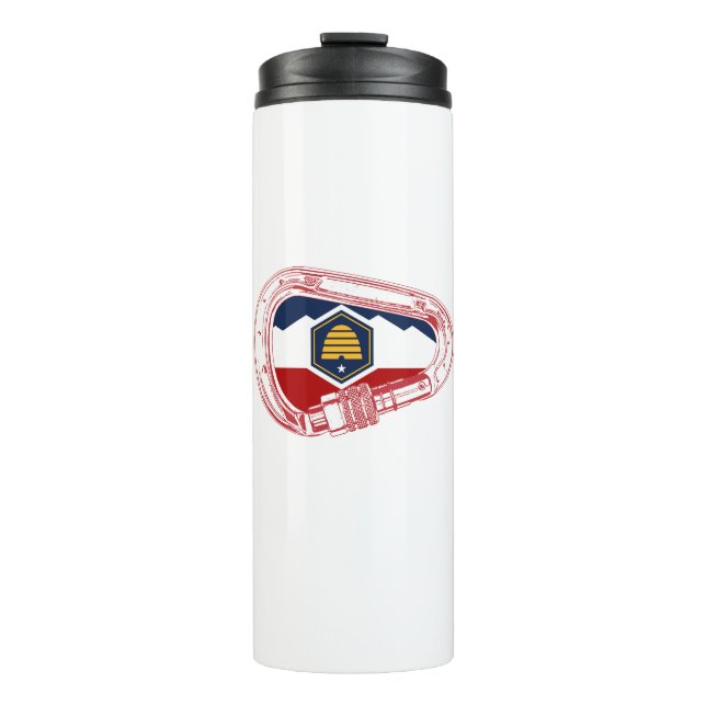 Utah Flag Rock Climbing Carabiner Thermal Tumbler (Front)