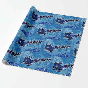 Utah flag Santa sleigh Christmas wrap paper