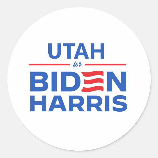 Utah for Biden Harris Classic Round Sticker (Front)
