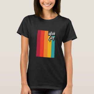 Utah Girl Home State Retro 70s Stripes Utah Us Sta T-Shirt