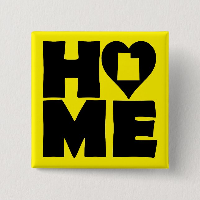 Utah Home Heart State Button Badge Pin (Front)