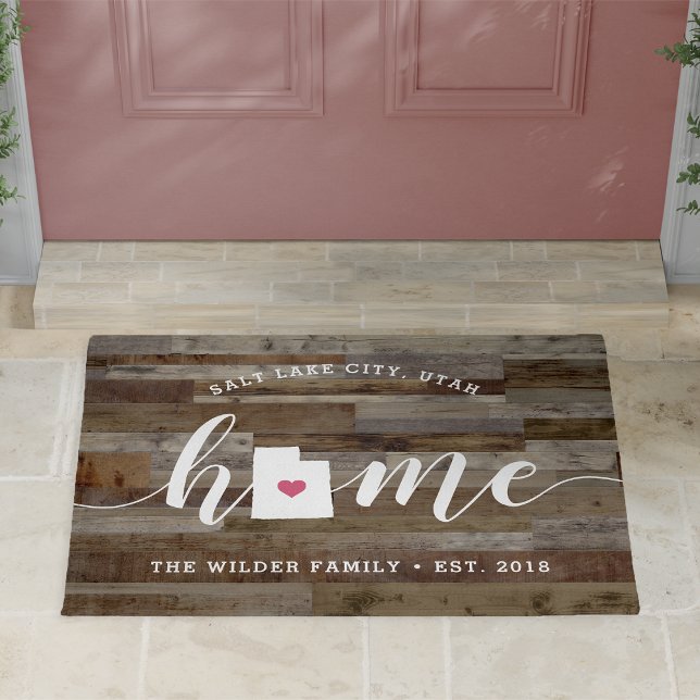 Utah Home State Personalised Wood Look Doormat (Creator Uploaded)