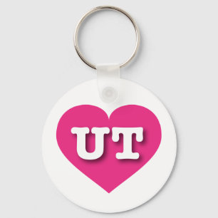 Utah Hot Pink Heart - I love UT Key Ring