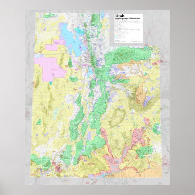 Utah Lands Map Poster (Front)