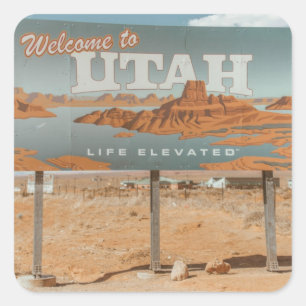 Utah Life Elevated Square Sticker