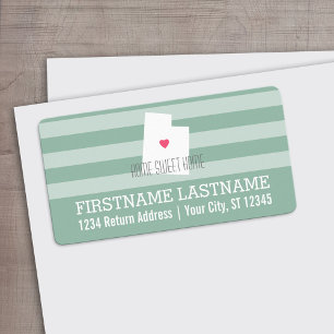 Utah Map Home State Love with Custom Heart Label