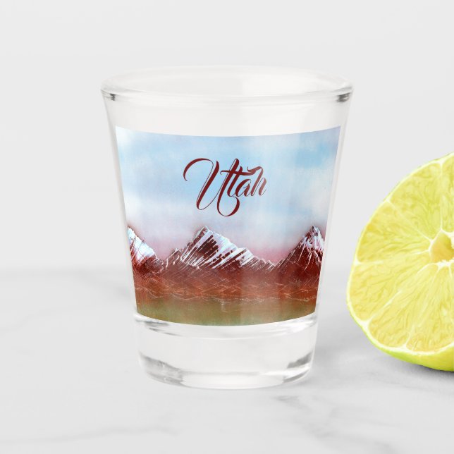 Utah Mountain Range Shot Glass (Front)