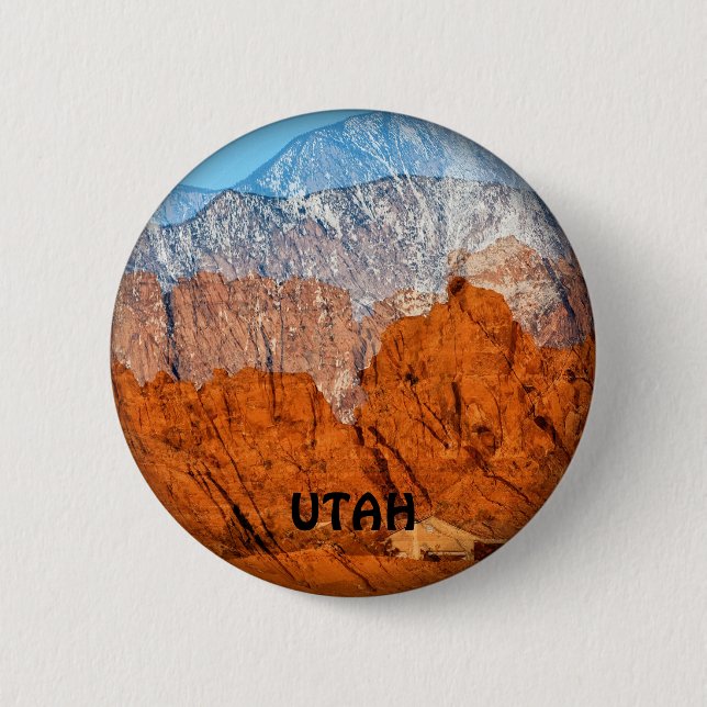 Utah Mountains 6 Cm Round Badge (Front)