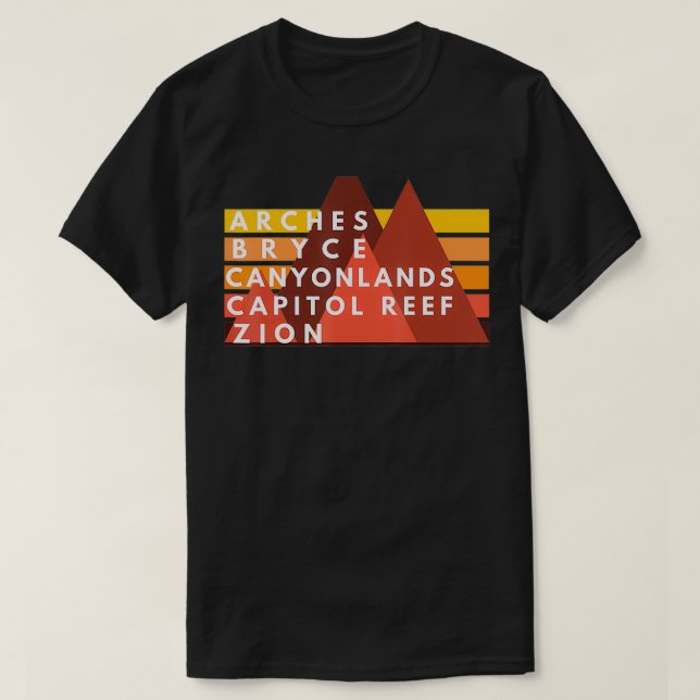 Utah National Parks Utah's Mighty Five Souvenir NP T-Shirt (Design Front)