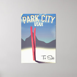 Utah park city ski travel poster canvas print