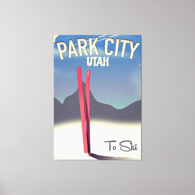 Utah park city ski travel poster canvas print (Front)