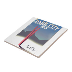 Utah park city ski travel poster tile