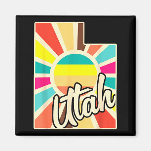 Utah pride retro colourful state design with magnet