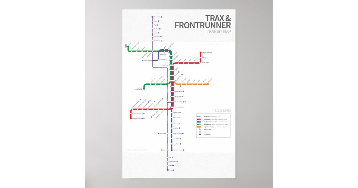 Utah Rail Transit Map Poster | Zazzle.co.uk