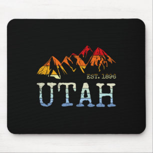 Utah Retro Sunset Vintage Mountain Home Est 1896 C Mouse Mat