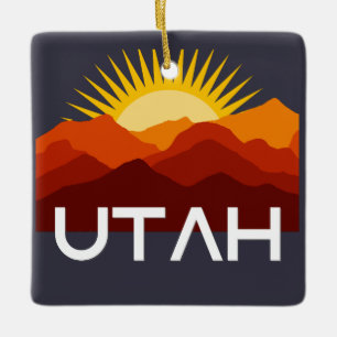 Utah Retro Vintage Desert Sunset Ceramic Ornament