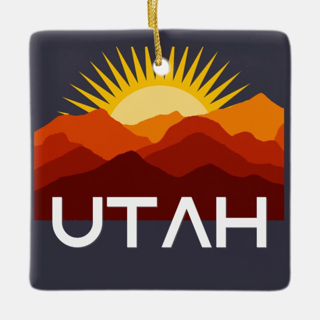 Utah Retro Vintage Desert Sunset Ceramic Ornament (Front)