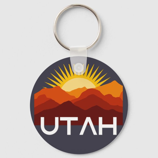 Utah Retro Vintage Desert Sunset Key Ring (Front)