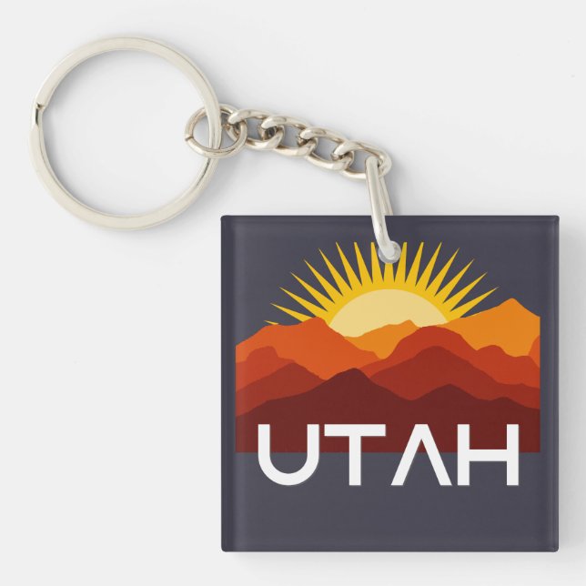 Utah Retro Vintage Desert Sunset Keychain (Front)