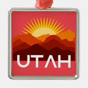 Utah Retro Vintage Desert Sunset Metal Tree Decoration