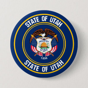Utah Round Emblem 7.5 Cm Round Badge