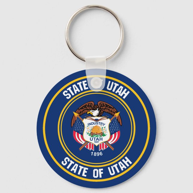 Utah Round Emblem Key Ring (Front)