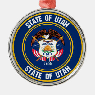 Utah Round Emblem Metal Tree Decoration