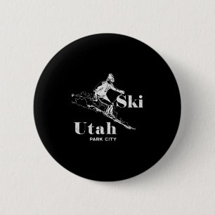 Utah Skiing Park City Long Sleeve Ski Tee 6 Cm Round Badge