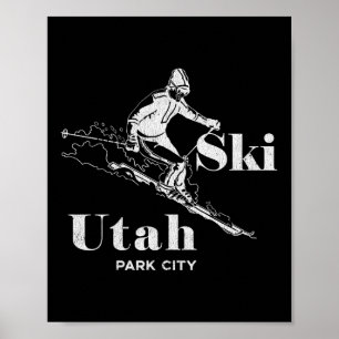 Utah Skiing Park City Long Sleeve Ski Tee Poster