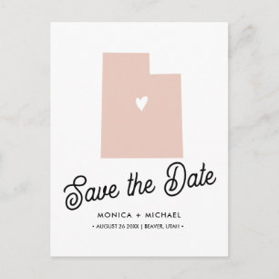 UTAH  State Destination Wedding ANY COLOR  Announcement Postcard