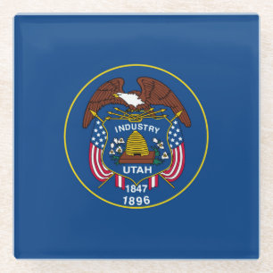 Utah State Flag Design Decor Glass Coaster