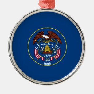 Utah State Flag Design Metal Tree Decoration