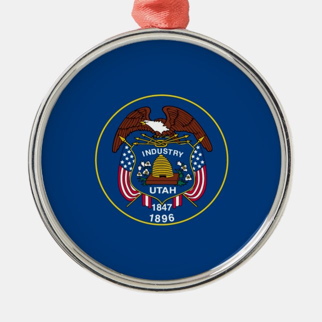 Utah State Flag Design Metal Tree Decoration (Front)