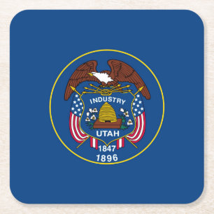 Utah State Flag Design Square Paper Coaster